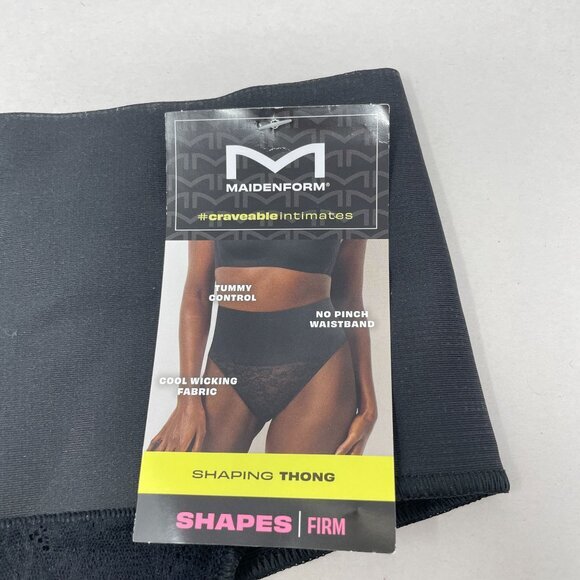 Maidenform Shaping Thong Firm Womens Size Small Black Lave - Picture 2 of 8